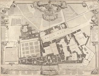Uppmätning och grundplan av det kungliga palatset i Whitehall