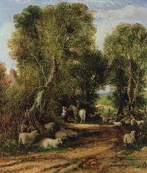 Pastoral scen med får, 1800-tal