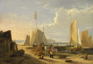 En hamnscene på Isle of Wight, med blick mot nålarna