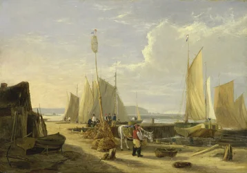 En hamnscene på Isle of Wight, med utsikt mot nålarna