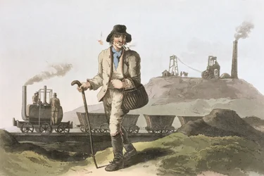 Blenkinsop lokomotiv vid Middleton colliery nära Leeds, från `Costume of Yorkshire