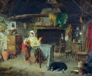 Ettricket. Shepherd Boy tar emot sina första intryck från sin mor, 1858