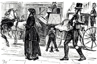 En tecknad serie som skildrar kooperativa butikers tidiga dagar. Illustrerad av George du Maurier (1834-1896), en fransk-brittisk serietecknare och författare