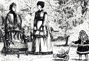 En tecknad film med titeln "Arv eller envisionist?". Illustrerad av George du Maurier (1834-1896), en fransk-brittisk serietecknare och författare