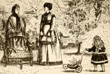 En tecknad film med titeln "Arv eller envisionist?". Illustrerad av George du Maurier (1834-1896), en fransk-brittisk serietecknare och författare