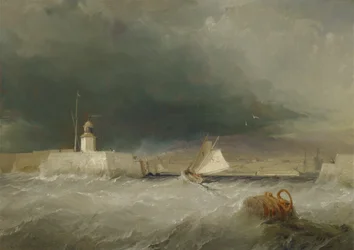 Hamn på en stormig dag