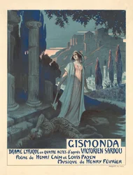 Affisch för teaterpjäsen Gismonda av V. Sardou, 1919.