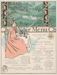 Menu from the Chat Noir (colour litho & pochoir print)