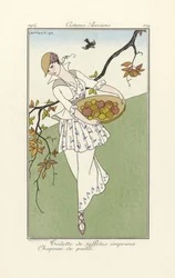 Dagklänning från Costumes Parisiens, pub. 1914 (stenciltryck)