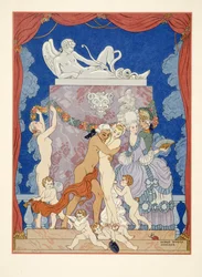 Illustration från "Les Liaisons Dangereuses" av Pierre Choderlos de Laclos (1741-1803) pub. 1934 (stenciltryck)