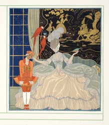 Grevinnan från Personages de Comedie, pub. 1922 (stenciltryck)
