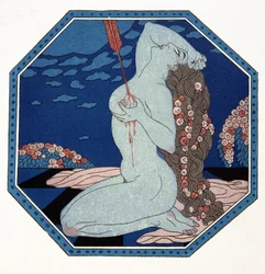 Le Deramantnier, illustration från Les Chansons de Bilitis, av Pierre Louys, pub. 1922 (stenciltryck)