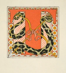 Bokstav "T", illustration från "Les Liaisons Dangereuses" av Pierre Choderlos de Laclos (1741-1803) pub. 1934 (stenciltryck)