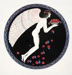 Ros i natten, illustration från Les Chansons de Bilitis, av Pierre Louys, pub. 1922 (stenciltryck)