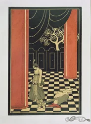 Tamara Karsavina (1885-1978) i Fokines "Thamar" 1912, publ. 1914 (pochoirtryck)