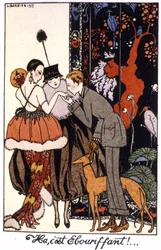 handkissing, eleganskväll i Paris, gravyr 1917