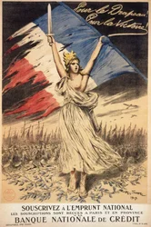 Affisch för teckning av det nationella lånet: "För flaggan, för segern" - illustration av Georges Bertin Scott (1873-1942), kallad Scott de Plagnolles