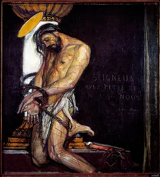Kristus har kolumnmålningen av Georges Desvallieres (1861-1950) 1910 Paris, Nationalmuseet för modern konst