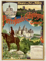 Pierrefonds, Compiègne och Coury - Annonsaffisch för Railways du Nord, av G. Fraipont