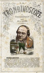 Augustin POUYER-QUERTIER (POUYER QUERTIER) (1820-1891), illustration från "Le Trombinoscope", en satirisk politisk tidskrift av Leon-Charles Bienvenu, känd som Touchatout (1835-1910) monografi N. 17, Imprimerie Vallee, Paris,1872