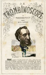 FERRY Jules Francois Camille Ferry (1832-1893) . illustration från "Le Trombinoscope", en satirisk politisk tidskrift av Leon-Charles Bienvenu, känd som Touchatout (1835-1910) monografi N. 26, Paris