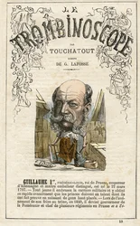 Guillaume Ier - GUGLIELMO I - illustration från "Le Trombinoscope", en satirisk politisk tidskrift av Leon-Charles Bienvenu, känd som Touchatout (1835-1910) monografi nr 13, Paris
