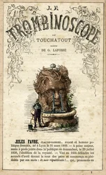 Jules FAVRE (1809-1880) illustration från "Le Trombinoscope", en satirisk politisk tidskrift av Leon-Charles Bienvenu, känd som Touchatout (1835-1910) monografi N. 1, Paris