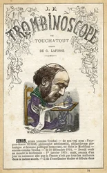 Jules SIMON (1814-1896) - illustration från "Le Trombinoscope", en satirisk politisk tidskrift av Leon-Charles Bienvenu, känd som Touchatout (1835-1910) monografi N. 14, Paris