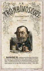 NAPOLEON III (1808-1873) - illustration från "Le Trombinoscope", en satirisk politisk tidskrift av Leon-Charles Bienvenu, känd som Touchatout (1835-1910) monografi N. 11 e 12, Paris