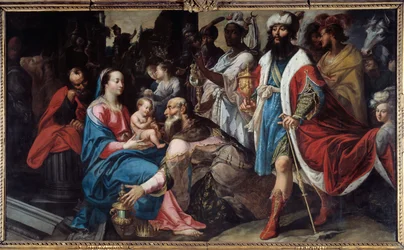 Tillbedjan av Magi. Målning av Georges Lallemand (1575 - 1635)
