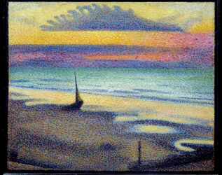 Stranden i Heist (Knokke-Heist eller Knokke-Heist, Belgien). Målning Georges Lemmen (1865-1916) Ec. Bel.