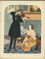 Illustration av Georges Leonnec (1881-1940) i Le Rire, 21/09/12 - Turkiet - Musik, Violin