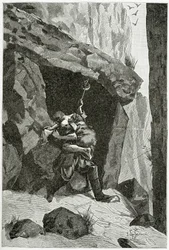 Strid mellan Han från Island och Ordener - illustration ur Han från Island, 1800-talet