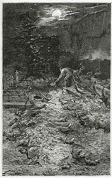Montmartre Cemetery - illustration från Napoléon le Petit, 1800-talet (bw gravyr)
