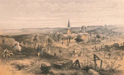 Karantänkyrkogård och kyrka med franskt batteri nr 50, 1856