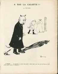 Illustration av Georges Meunier (1869-1934) i Le Panache, royalistisk tidskrift illustrée, 2004-01-20 - Royalism, Religion Faith - Combes Emile, Devil - Animalization