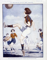 Damfotboll - i "La Vie Parisienne" från februari 1922 (tryck)
