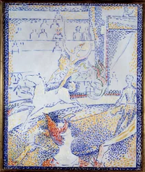 Cirkus En dansare som gör ett konstflygnummer till häst och en clown. Skiss av Georges Seurat (1859-1891) 1891 Sön. 0,55x0,46 m Paris, musee d