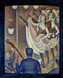 Studera för chahuten Danceuses de chahut, dansa en skandal, dansform som dök upp samtidigt med franska Cancan, omkring 1830 i Montparnasse. Målning av Georges Seurat (1859-1891) 1889 Buffalo. Albright Knox Art Gallery - Studie för Le Chahut. Jaha