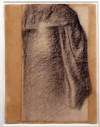 Studie av kjol för en söndag på Grande Jatte Ritning av en svart krita av Georges Seurat