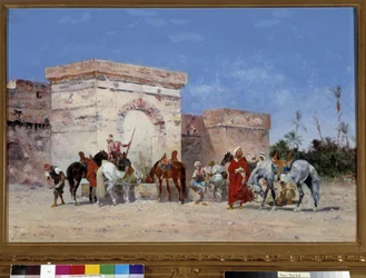 Untitled Pausen har källan till en oas i öknen. Målning av Georges Washington (1827-1910) Obligatorisk omnämnande: Collection foundation regards de Provence, Marseille