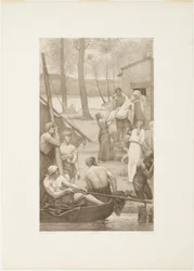Den heliga Genevièves pastorala liv (vänster panel)