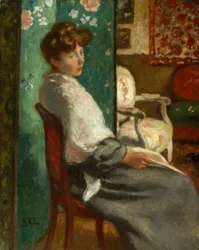 Kvinna sitter