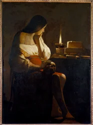 Magdalena med nattljuset, vanitasmålning av Georges de La Tour (1593-1652), 1600-talet, H. 1,28 x 0,94 m