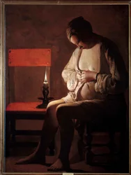 Kvinnan har chippet. Målning av Georges De La Tour (1593-1652)