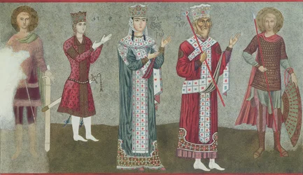 Kopia av en fresk föreställande drottning Thamar (1184-1213) och hennes far kung Grigori III (1156-1184)
