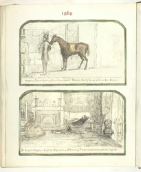 Utan titel [man med häst och par som kopplar av vid elden], 1868.