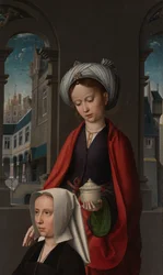 Detalj av en yttre panel av Kristi dop, ca 1502-08 (olja på panel)