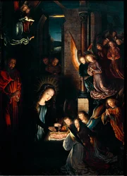 Nativite målning av Gerard David (1460-1523). 1495. Dim. 57x41 cm Wien, Kunsthistorisches Museum