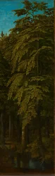 Äußere rechte Flügel eines Triptychons mit Blick in einen Wald